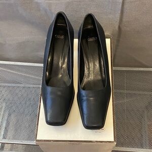 Coach Classic Navy Blue Leather Heels